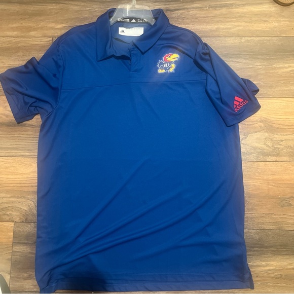Kansas Jayhawks Adidas Royal Blue Men's Polo Shirt XL - Picture 1 of 4